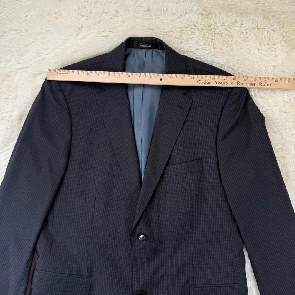Boss Hugo Boss Men's Blue Plaid Wool Blazer Classic Workwear Jacket 42R Corpcore